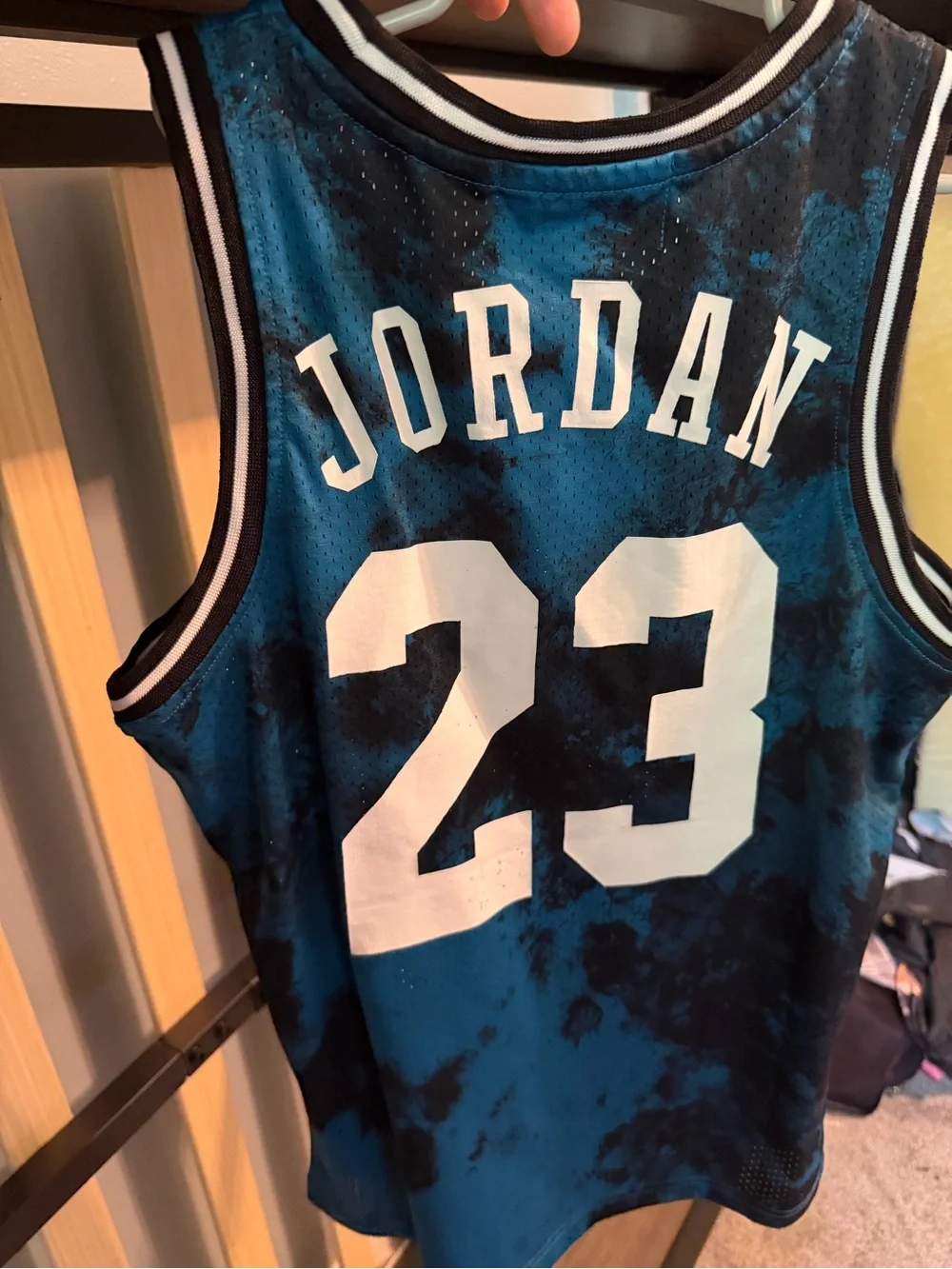 Nike Blue and Black Tie-Dye Jumpman Mesh Tank