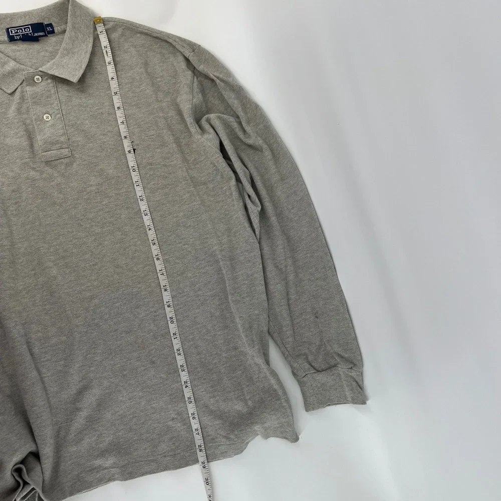 Polo Ralph Lauren Long Sleeve Polo Shirt Gray Pony Logo Cotton Men's XL