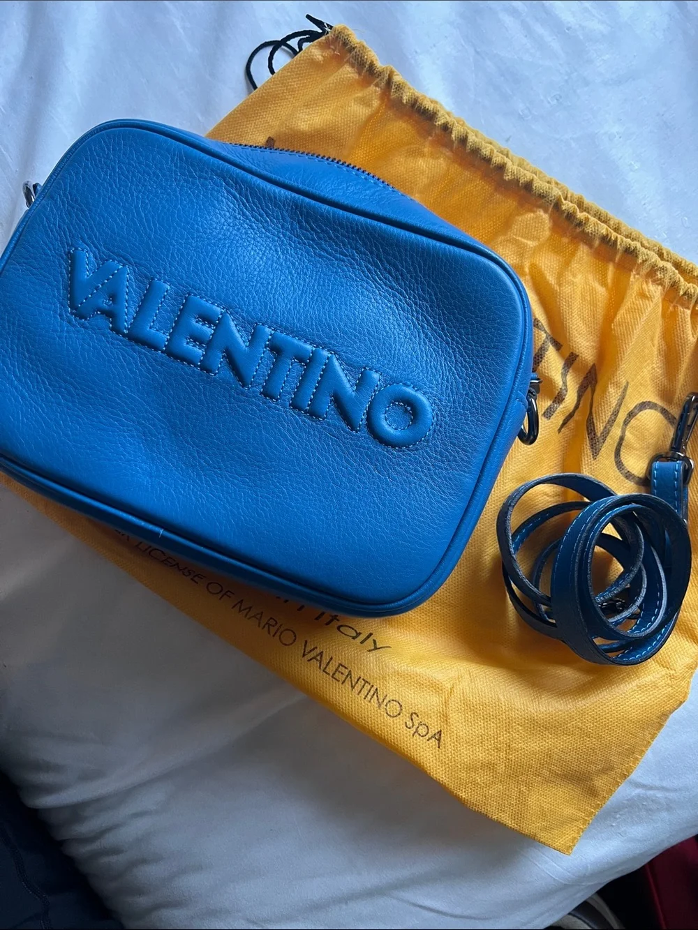 Valentino By Mario Valentino Mia Embossed Leather Crossbody, Blue