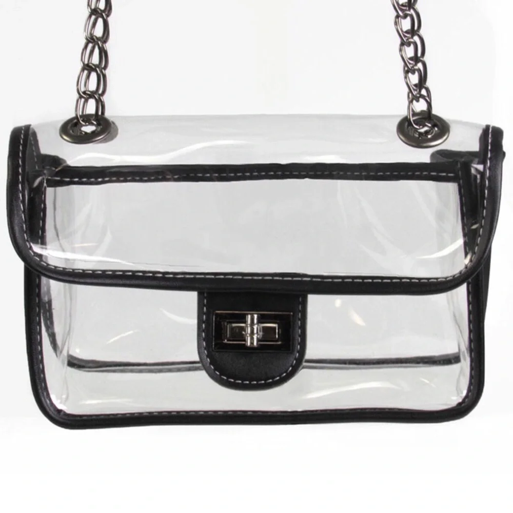 Clear Stadium-Approved Crossbody Bag | Transparent Purse with Chain Strap