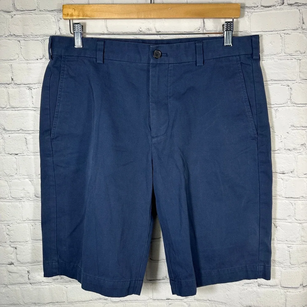 Brooks Brothers 346‎ Mens Navy Blue Chino Shorts 100% Cotton Size 34