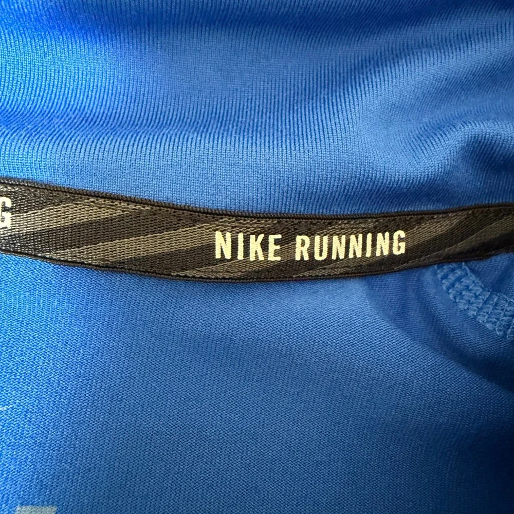 Nike Running 1/4 Zip Pullover Mens XXL Blue Dri-FIT Reflective Swoosh Shirt