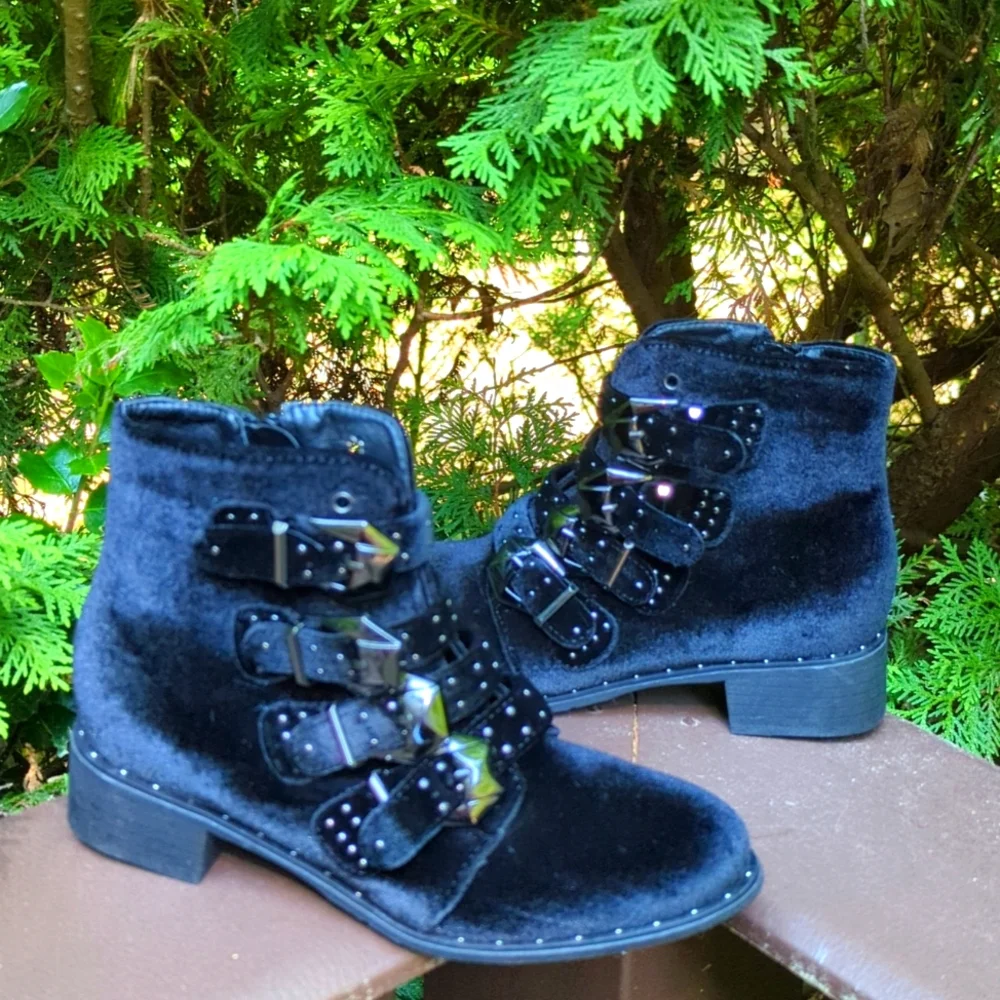 Western Style Velour Booties - Like NEW