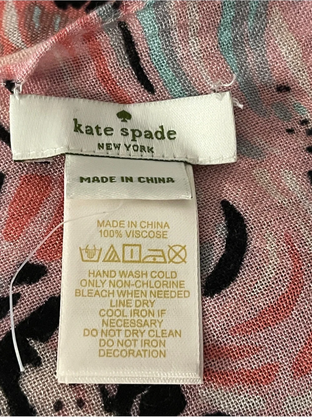 kate spade Pink, Coral & Black Abstract Viscose Scarf