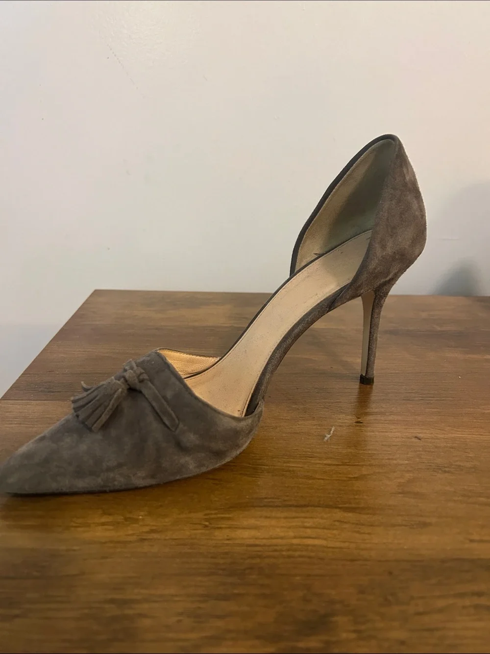 J. Crew taupe suede