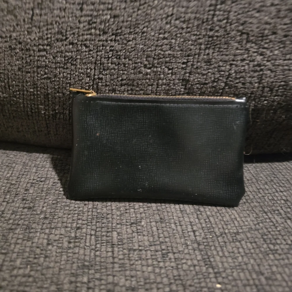 Vintage Small Black Textured Leather Zip Pouch