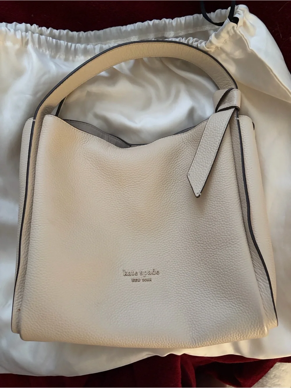 kate spade Knott Pebbled leather medium tote in milk glass