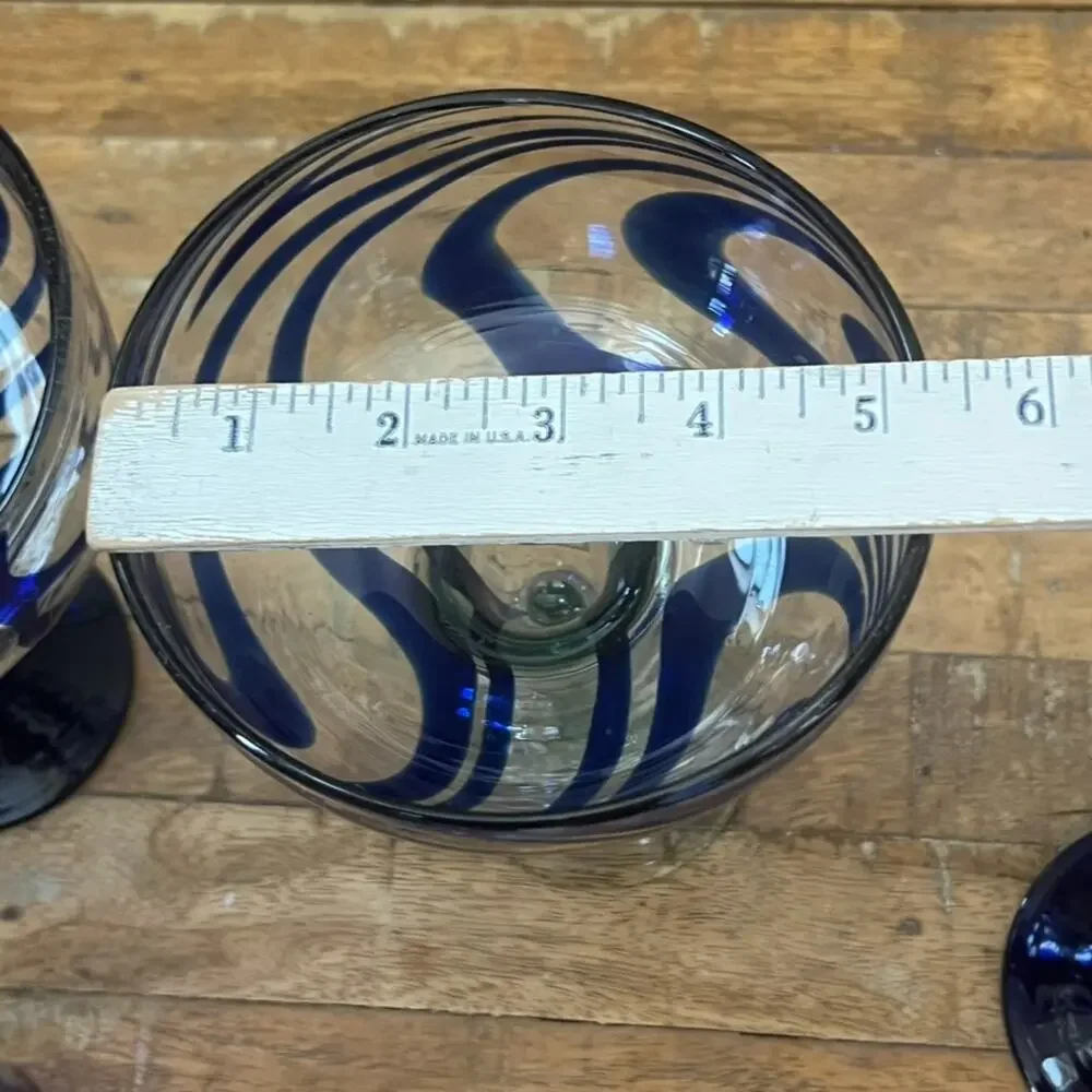 Blue Swirl Glassware Set 2 Margarita 1 Shot Glass 1 Wine Glass 1 Highball Glass