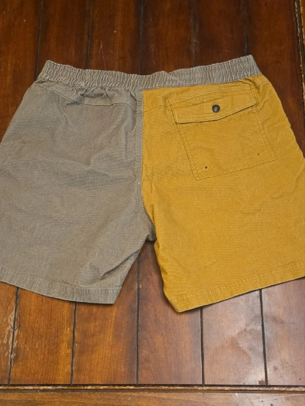 Howler Brothers Two-Tone Corduroy Shorts in Mustard and Taupe