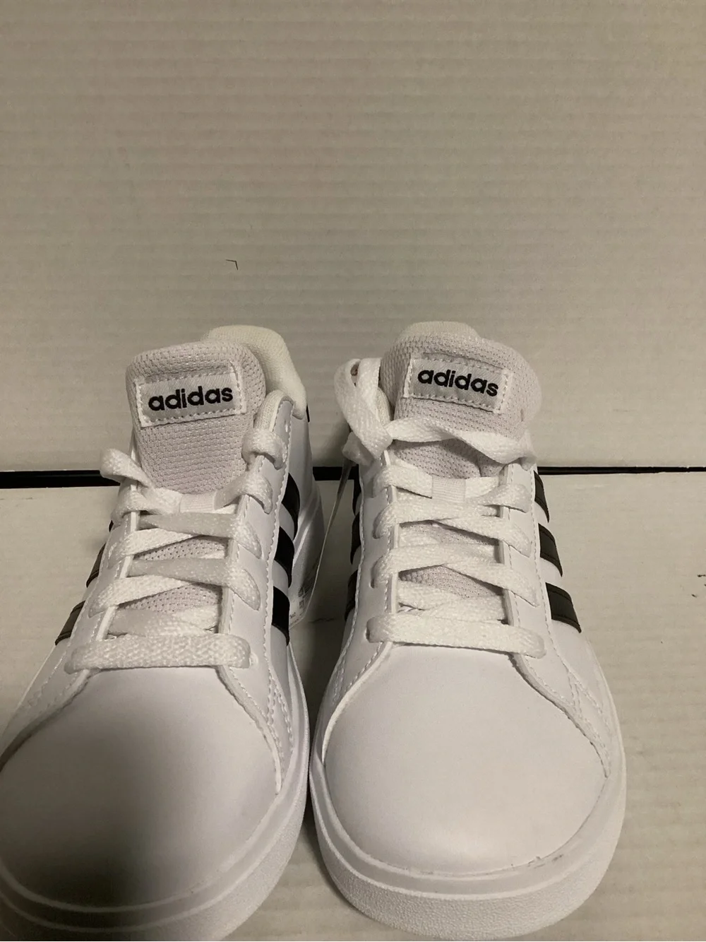 adidas White Sneakers with Black Stripes Kids