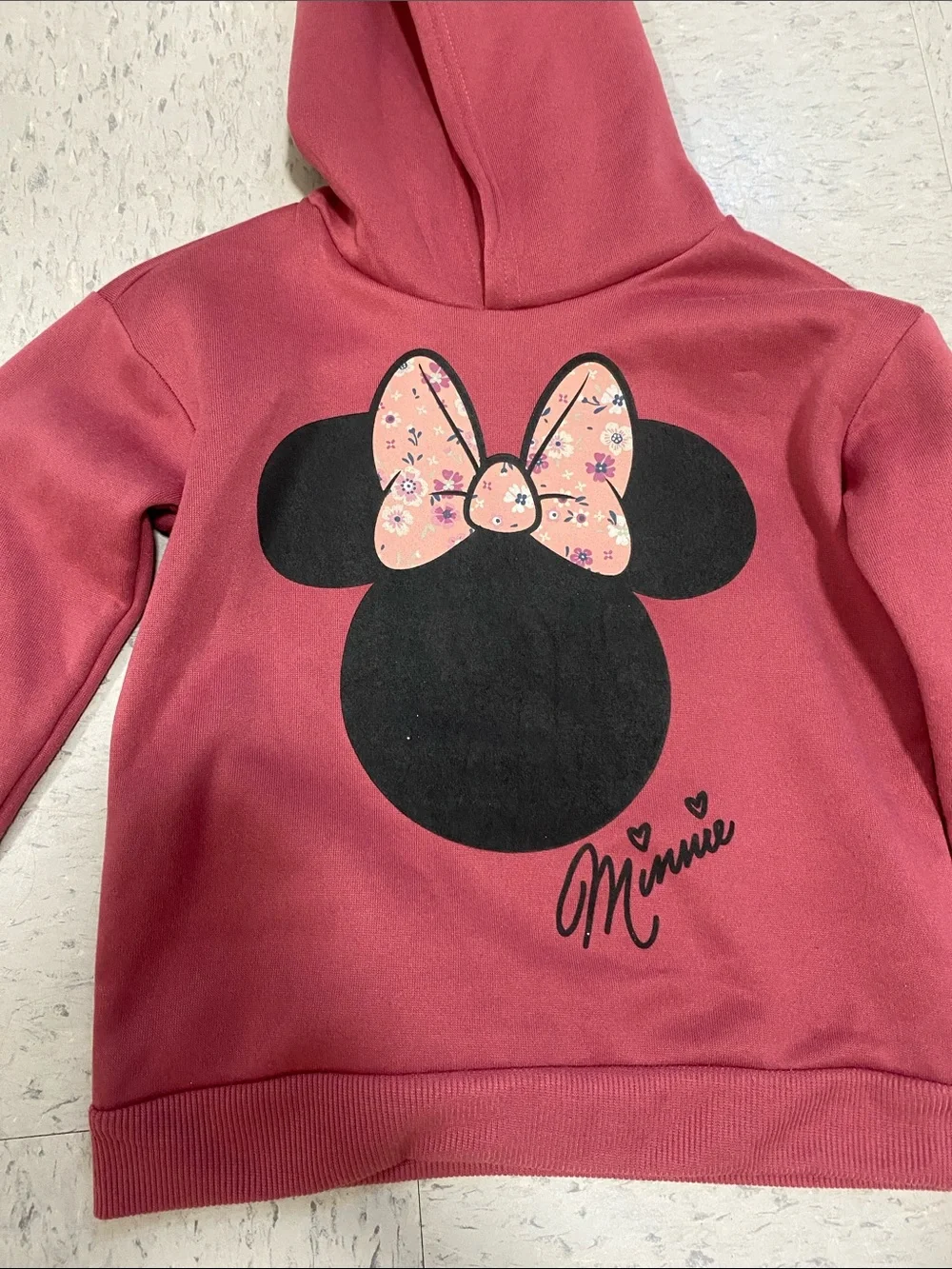 Disney Rose Pink Girls' Minnie Hooded Sweatshirt size 6y 6t girl