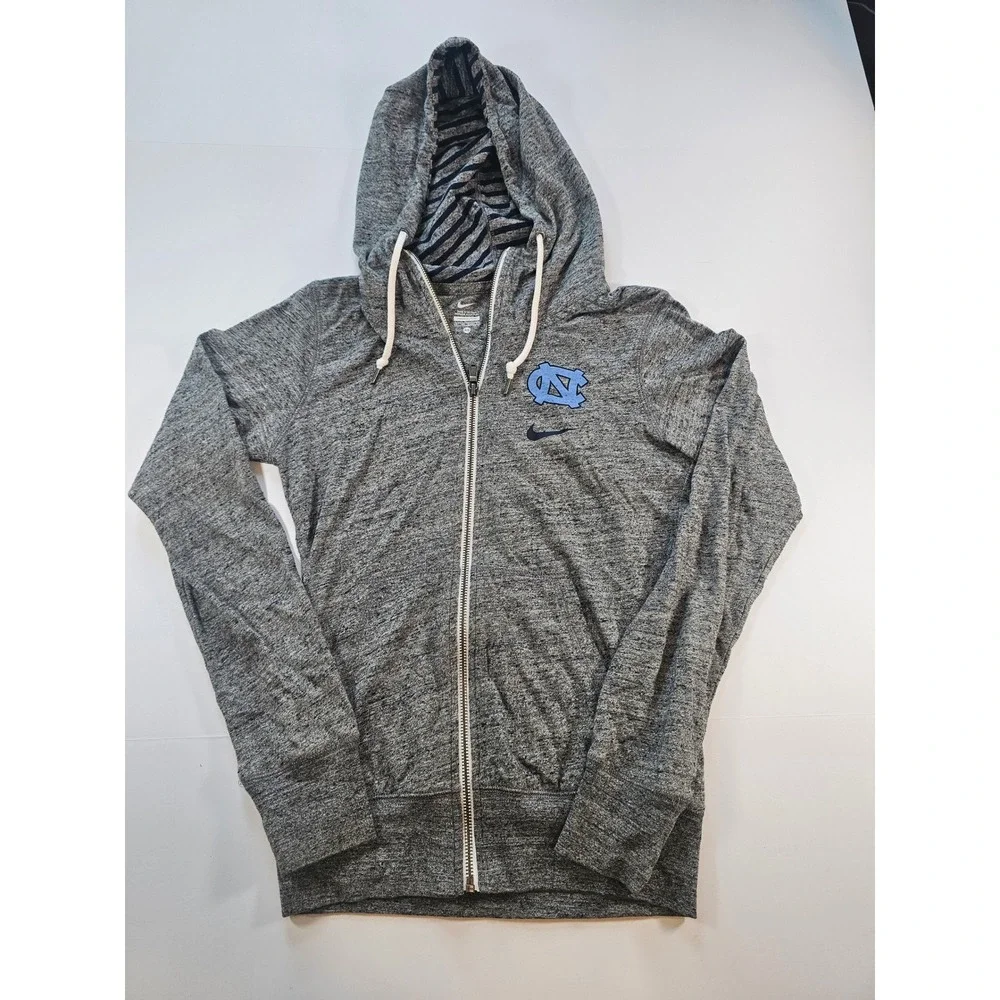 Nike Full Zip Hoodie Women XS Gray UNC Tar Heels NCAA Sweatshirt