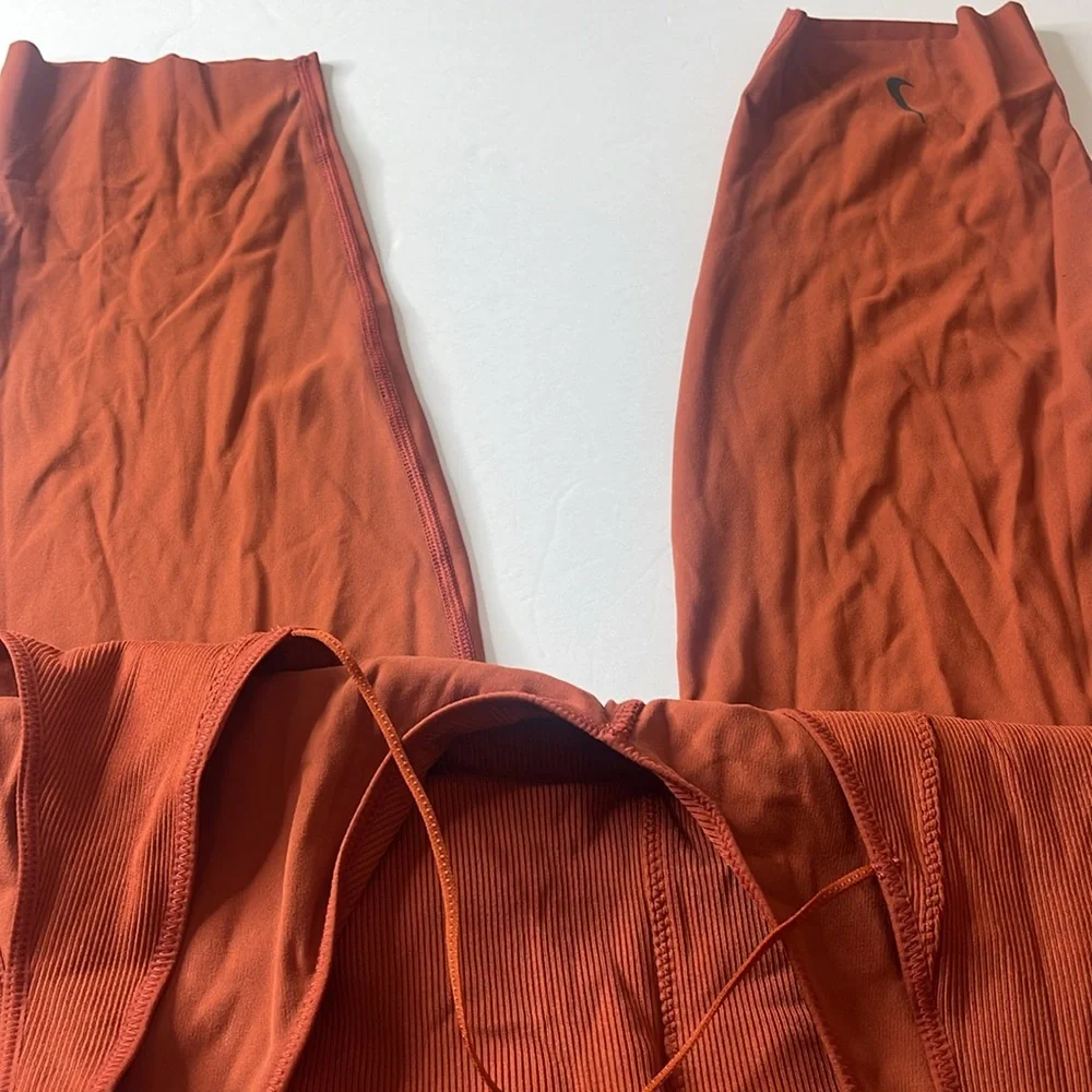 Nike Yoga Luxe Infinalon Layered Jumpsuit Onesie Burnt Orange / Rust 2X