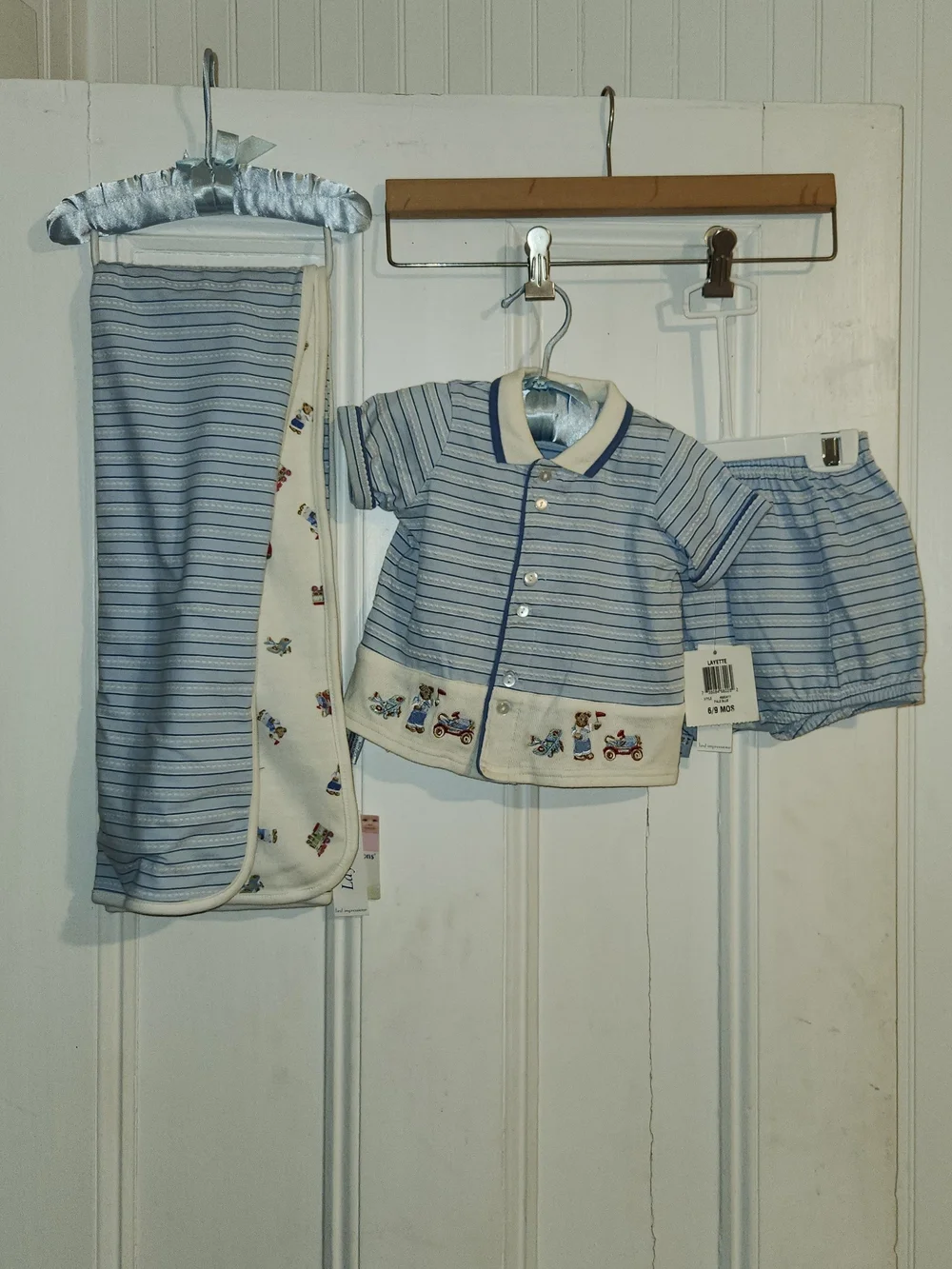 First Impressions Light Blue Striped Kids Pajama Set with Blanket