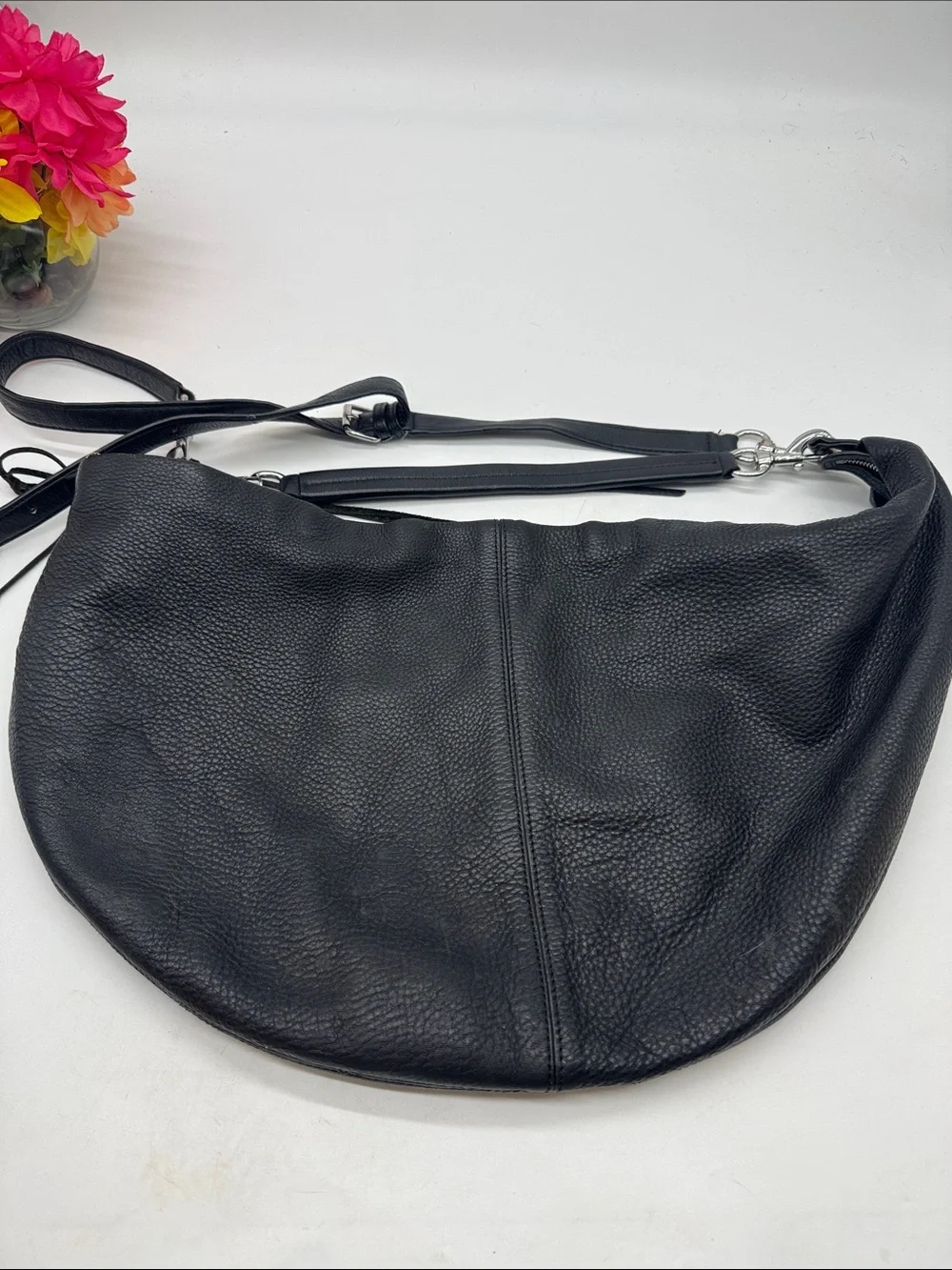Rebecca Minkoff Large Black Pebble Leather Hobo Bag