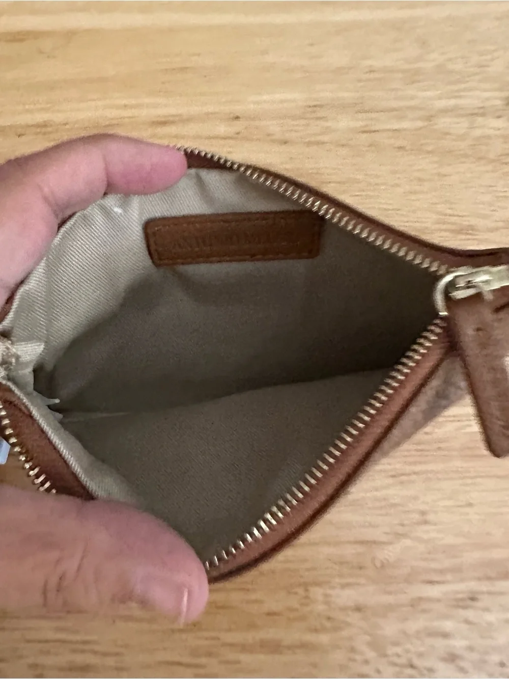 ANTONIO MELANI Brown Leather Wristlet Clutch