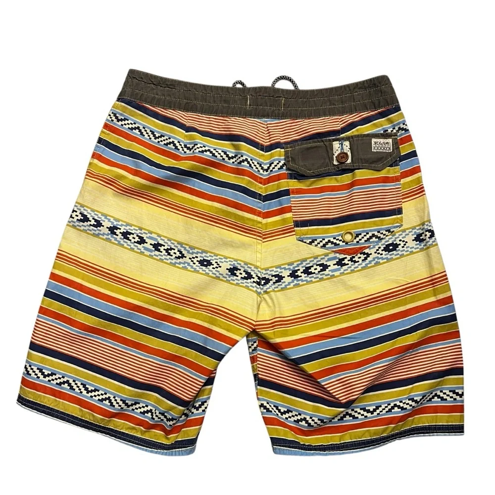 Mens 3rd & Army Board Shorts Swim Bright Stripe Beach Aztec Surf Casual Waist 32