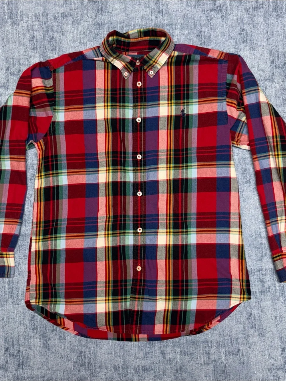 Polo Ralph Lauren kids Plaid Button Down Shirt Red Blue Multi Color Long Sleeve