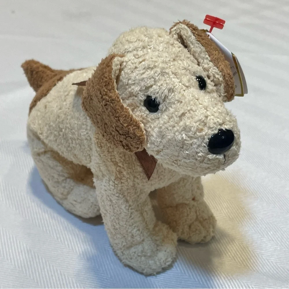 Ty Beanie Baby Dog Rufus. Tan and brown NWT