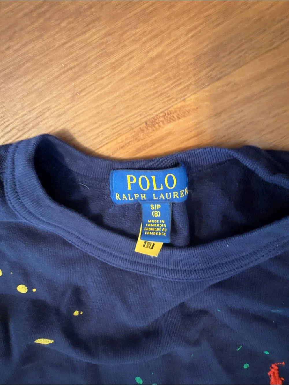 Polo by Ralph Lauren Navy Crewneck with Multicolor Paint Splatter