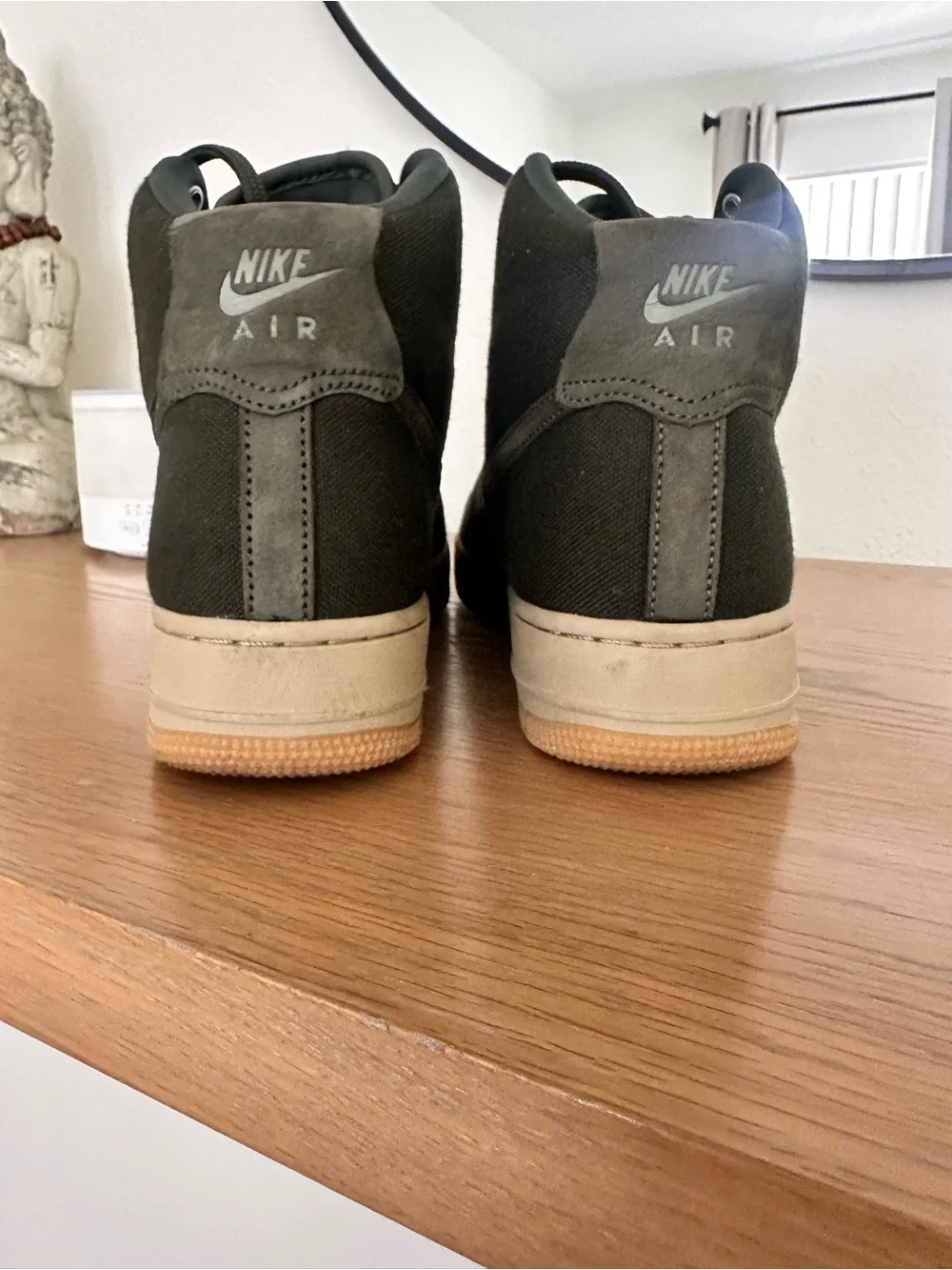 Nike High-Top Canvas Sneakers in Dark Olive and Gum