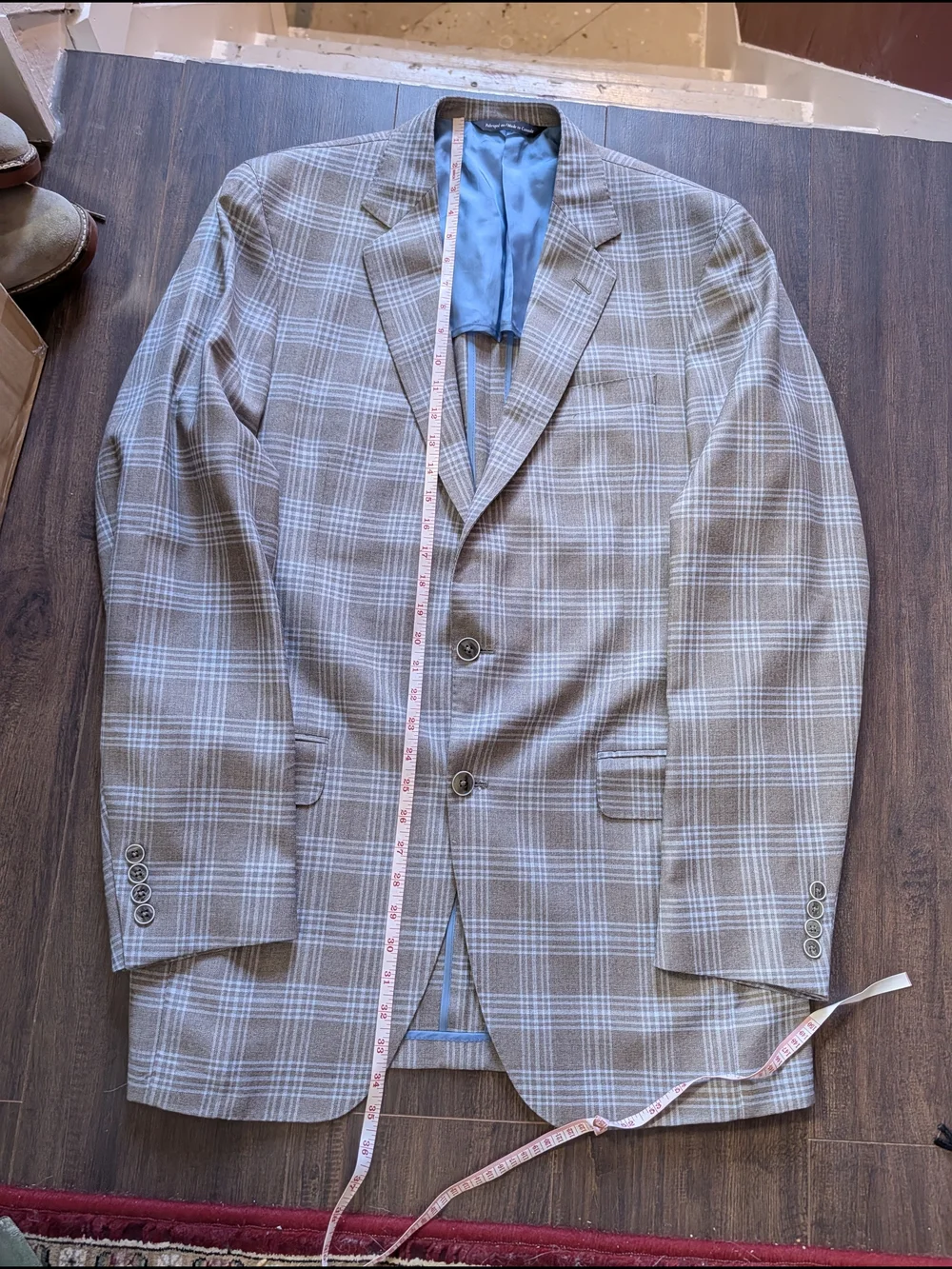 COPPLEY Tessilstrona Silk & Wool Gray/Blue Exploded Plaid Sport Coat 42L