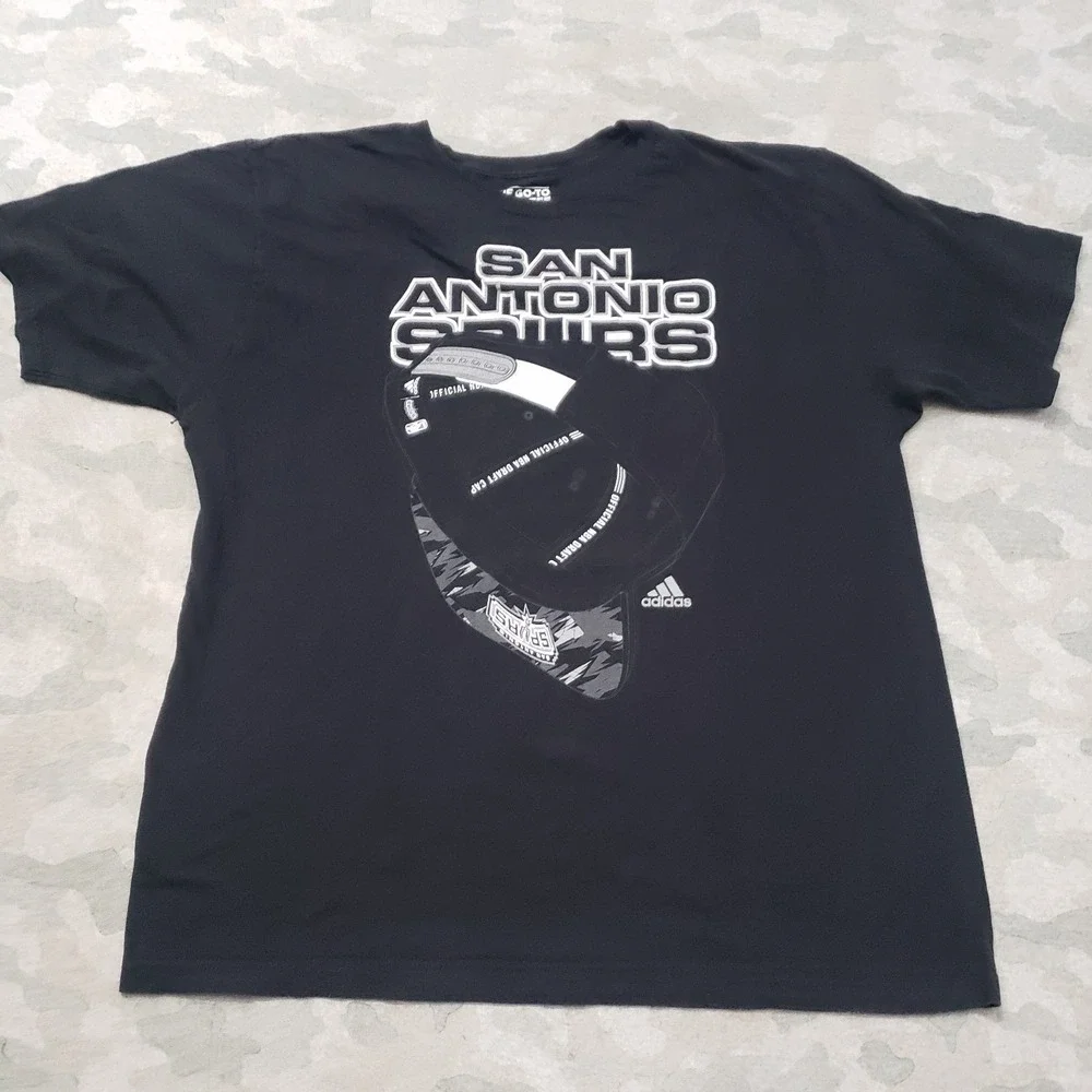 San Antonio Spurs Shirt Mens XL Black Adidas Short Sleeve NBA Basketball