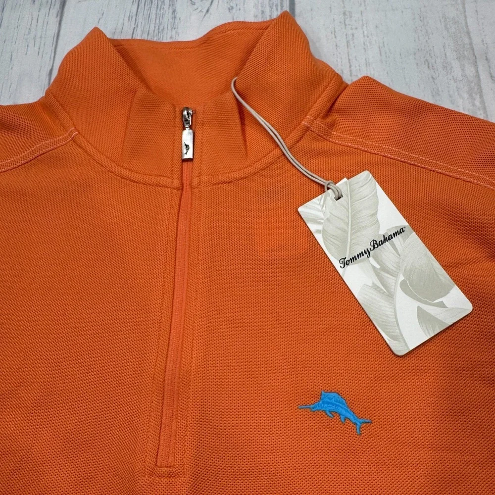 NWT Tommy Bahama Island Zone 1/2 Zip Emfielder 2.0 Sweater Small Supima Golf Men