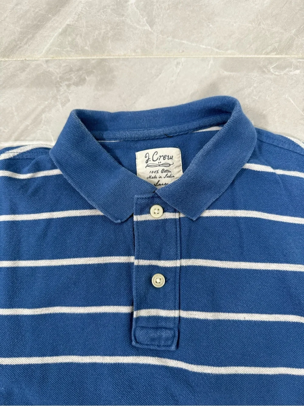 Men’s J. Crew Striped Short Sleeve Polo Short Preppy Classic Collar Cotton Large