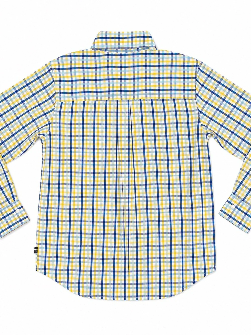 Nautica Boys Medium 10/12 Plaid Button Down Shirt Blue Yellow