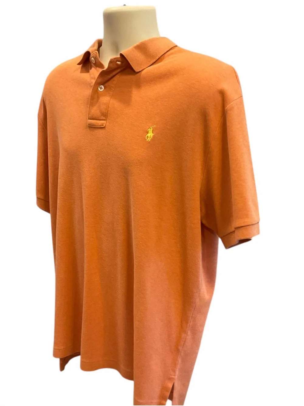 Polo by Ralph Lauren Mens Knit Polo Sz Large Heathered Orange Short Sleeve Fall