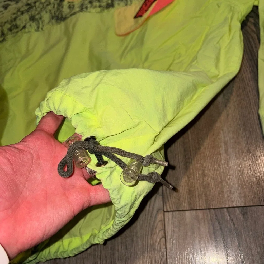 Vintage Ocean Pacific OP Neon Yellow Orange Windbreaker Anorak Pullover Mens L
