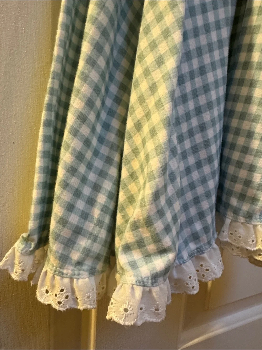 Omi Jo WDW 3T Twirl Green & White Checker Print Cap Eyelet Lace Trim Girl size
