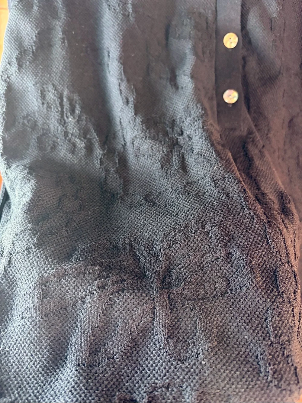Croft & Barrow Black Long-Sleeve Floral Texture Polo Sweater Girls XL 💕🖤