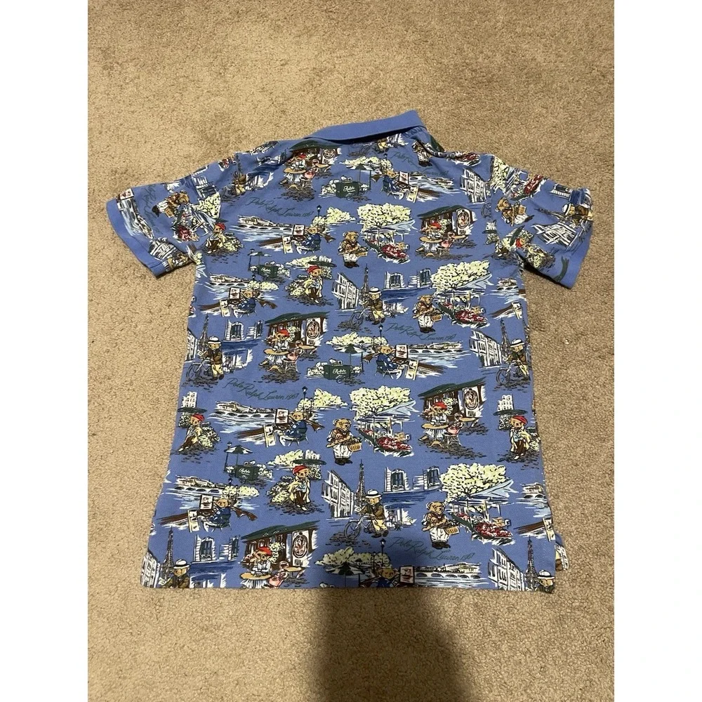 Polo Ralph Lauren Paris Print Mesh Shirt Boys Size Large