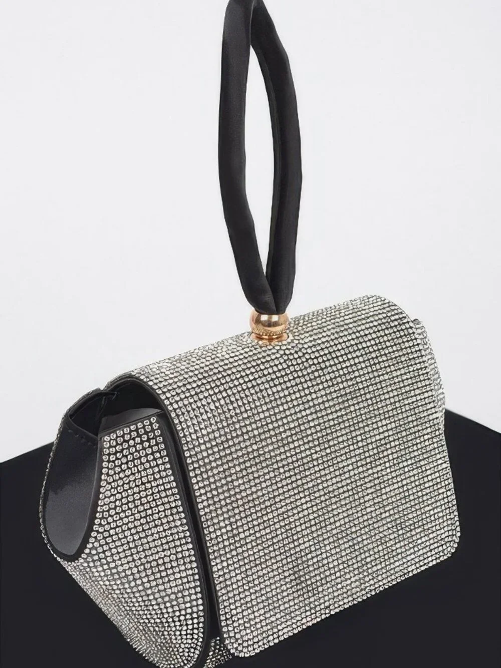 Rhinestone Wrist Band Flap Clutch