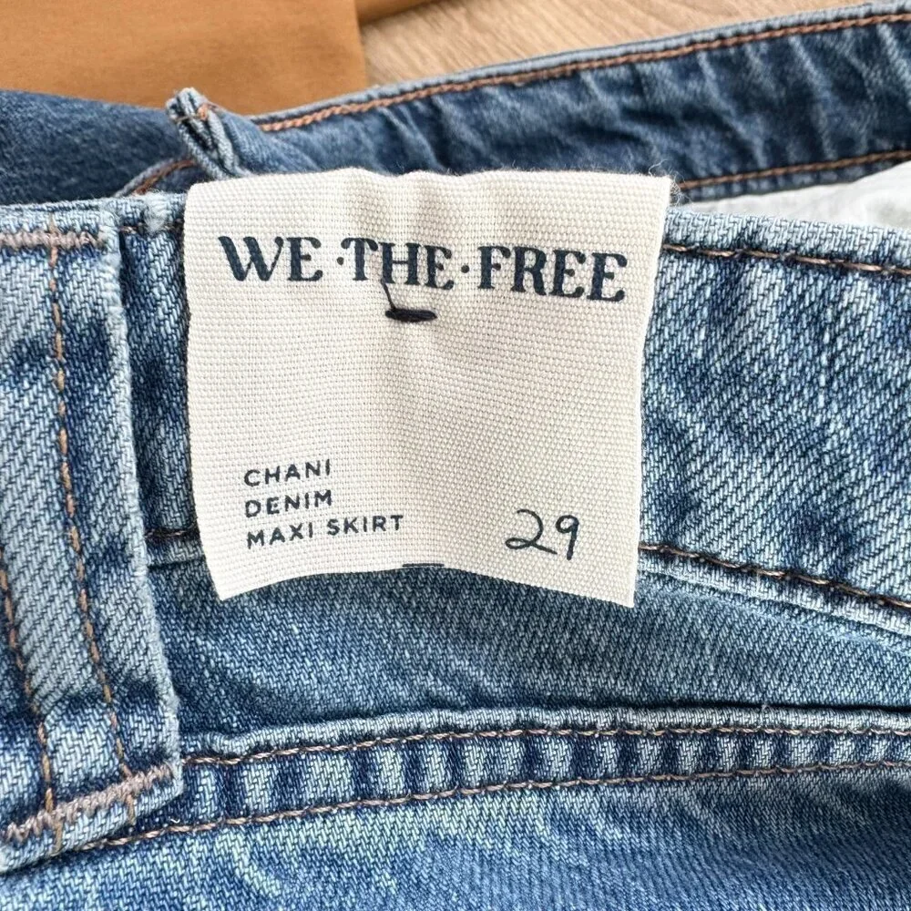 NWT Free People Chani Denim Maxi Skirt in Blue 29