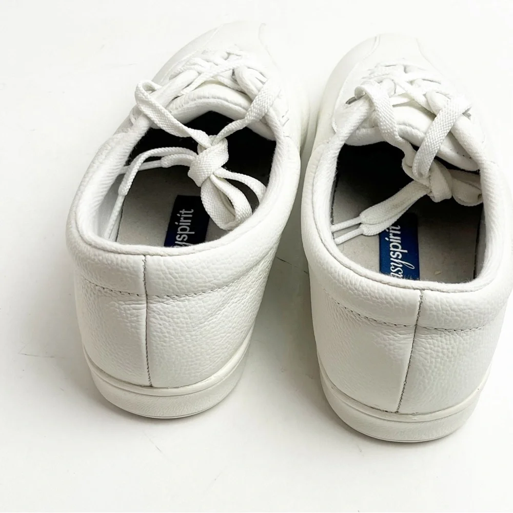 EASY SPIRIT Off White Leather Lace Up Tennis Shoes 7 Walking Cheer Dance