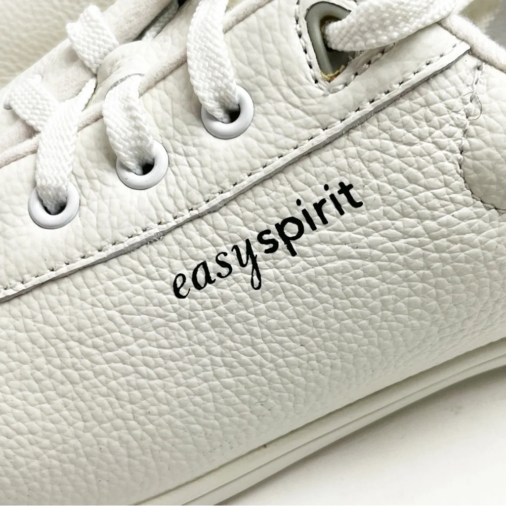 EASY SPIRIT Off White Leather Lace Up Tennis Shoes 7 Walking Cheer Dance