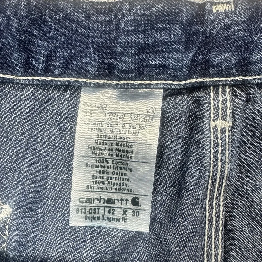Carhartt Men's Jeans 42x30 Blue‎ Denim Dungaree Work Pants Straight