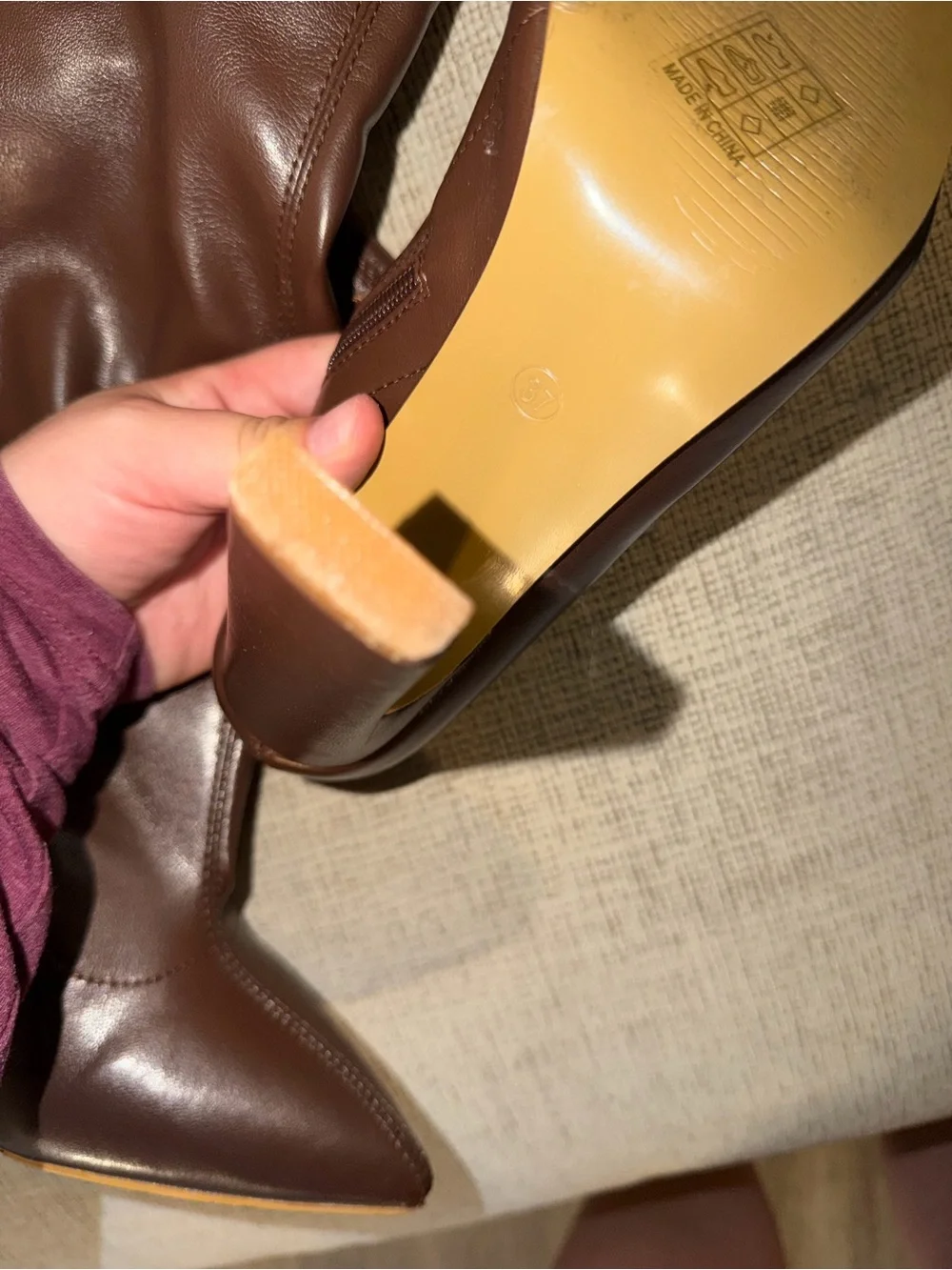 Classic Brown Leather Knee-High Heel Boots