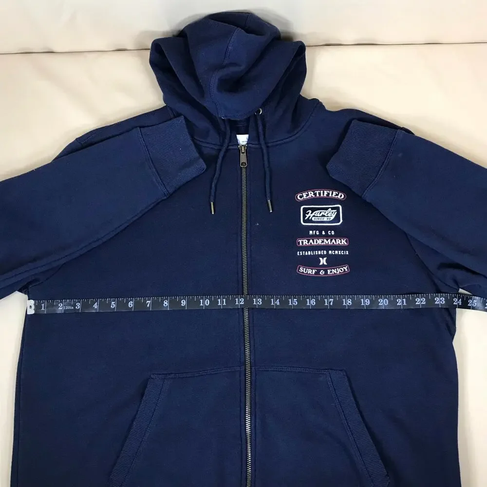 Hurley Jacket Men’s Size Large Navy Bluse Zip Up Streetwear Cotton Warm Casual
