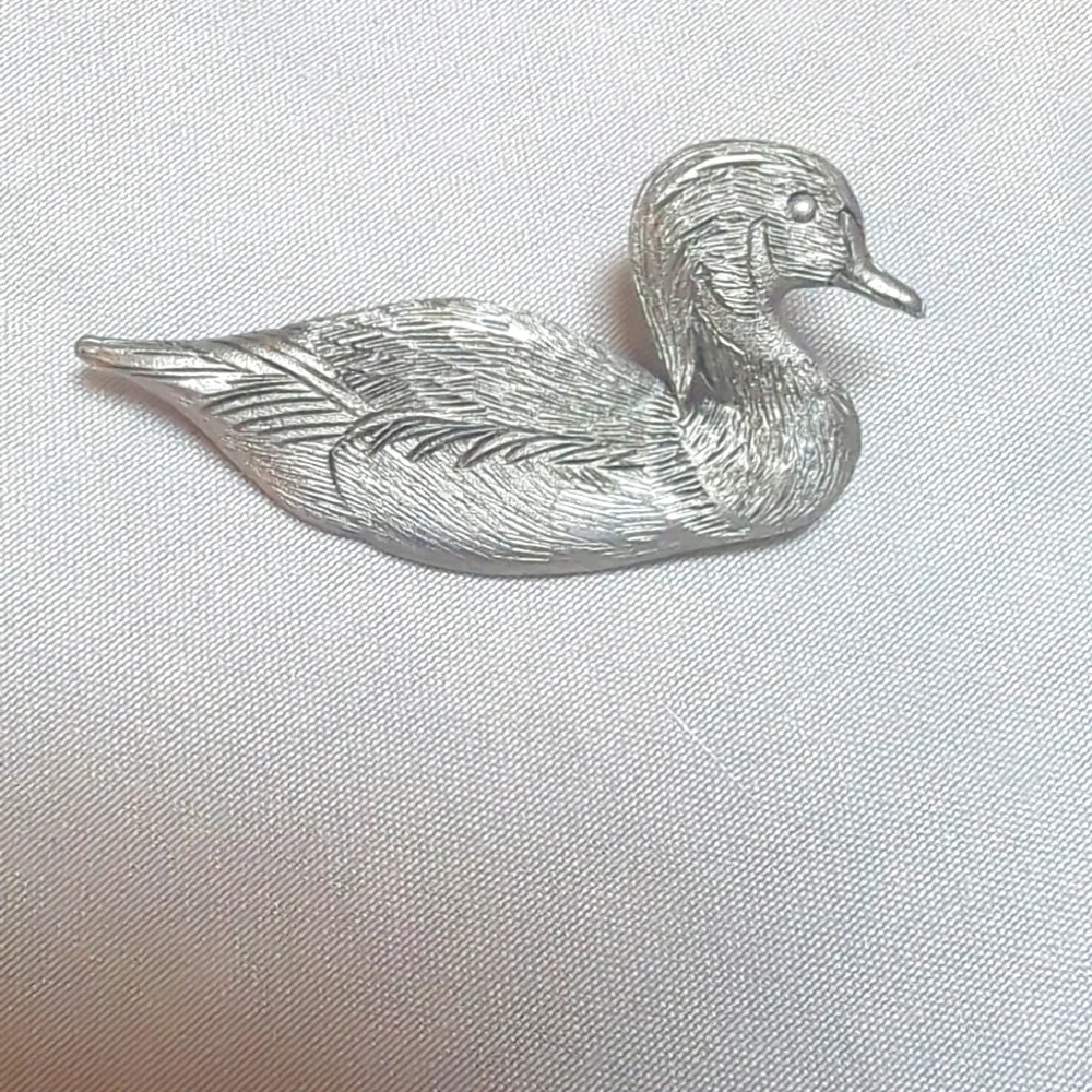 Bill Callahan Hand Signed Pewter Vintage Mallard Duck Brooch Pin 2