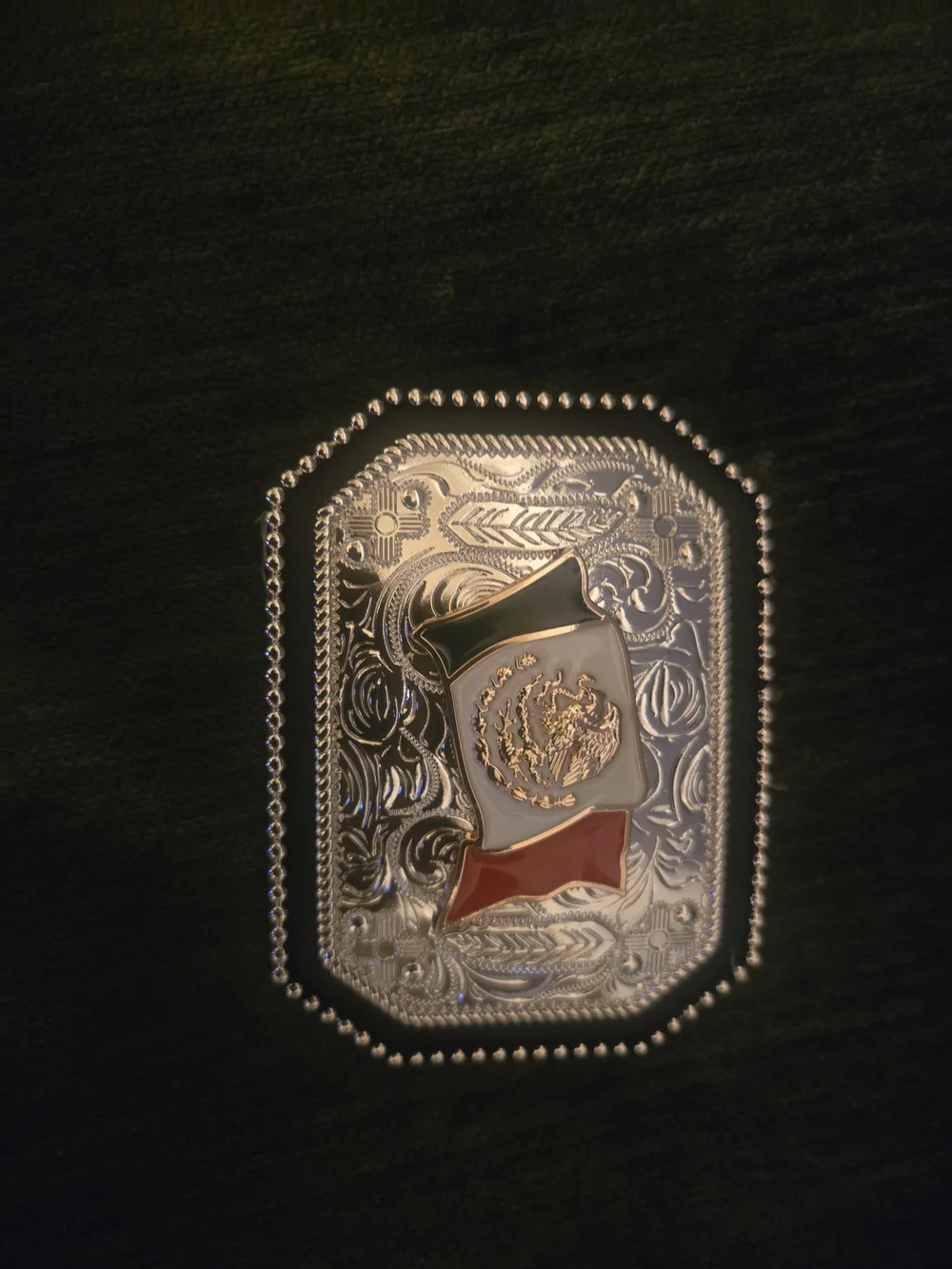 Western Belt Buckle Mexican Flag