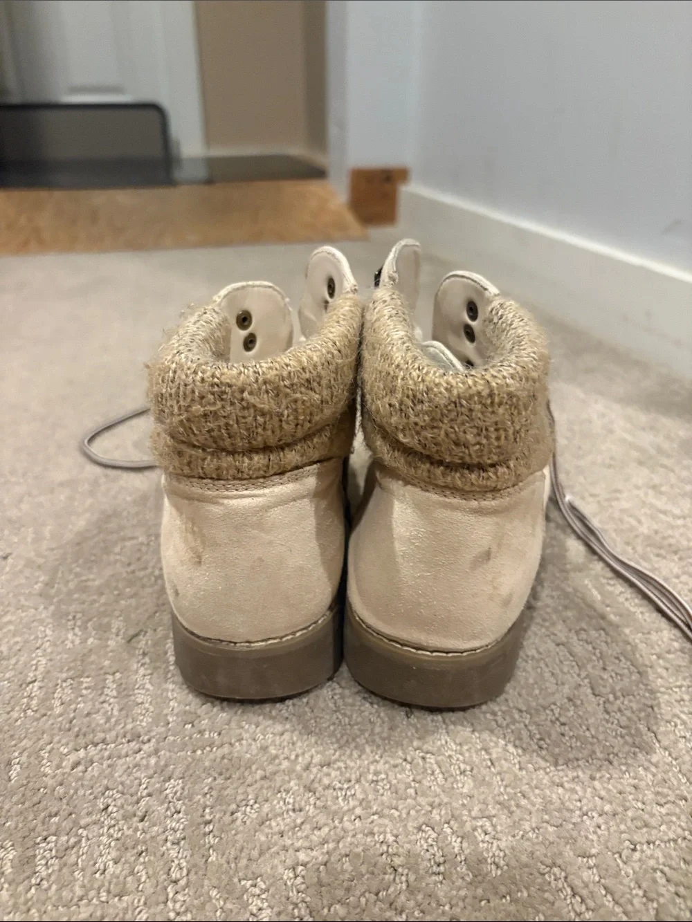 Cliffs by WHITE MOUNTAIN Cream and Tan Lace-Up Hiker Booties