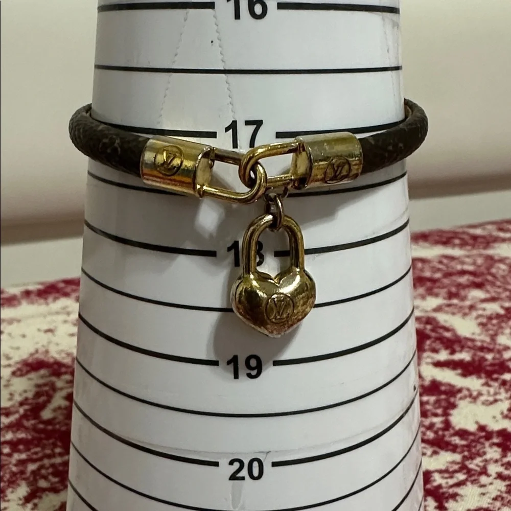 Louis Vuitton Brown Bracelet with Gold Heart Lock