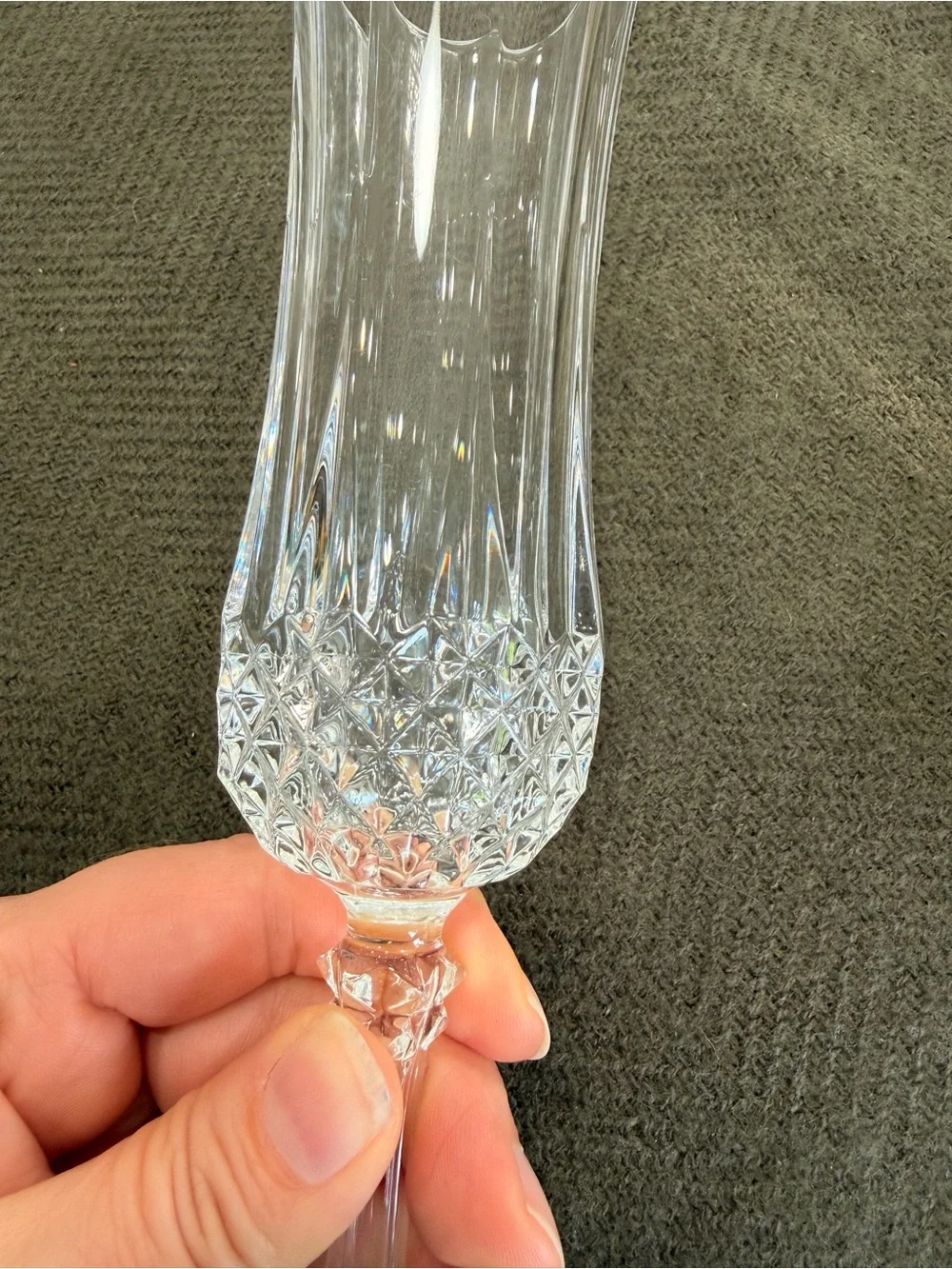 Cristal d’Arques Crystal “Longchamp”-Clear Cut Champagne Flutes - Set of 5