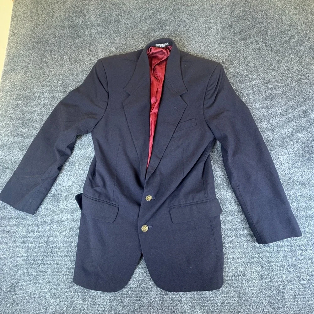 Fairfax Blazer Jacket Mens 38R Navy Blue Notch Lapel Single Breasted Formal
