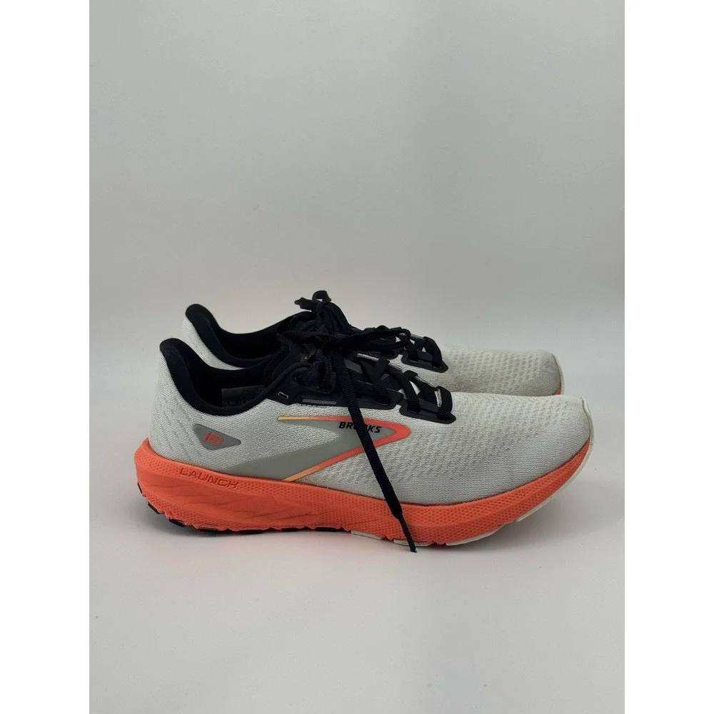 Brooks Launch 10 Women's White Firery Coral Running 1203981B410  Size 8 B