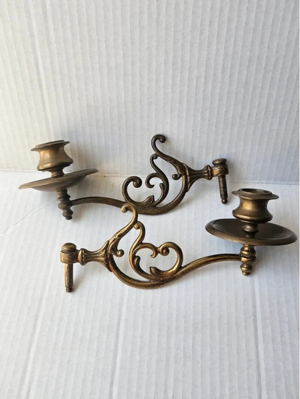 Vintage Art Nouveau brass piano candle sconces swivel wall holders cottagecore